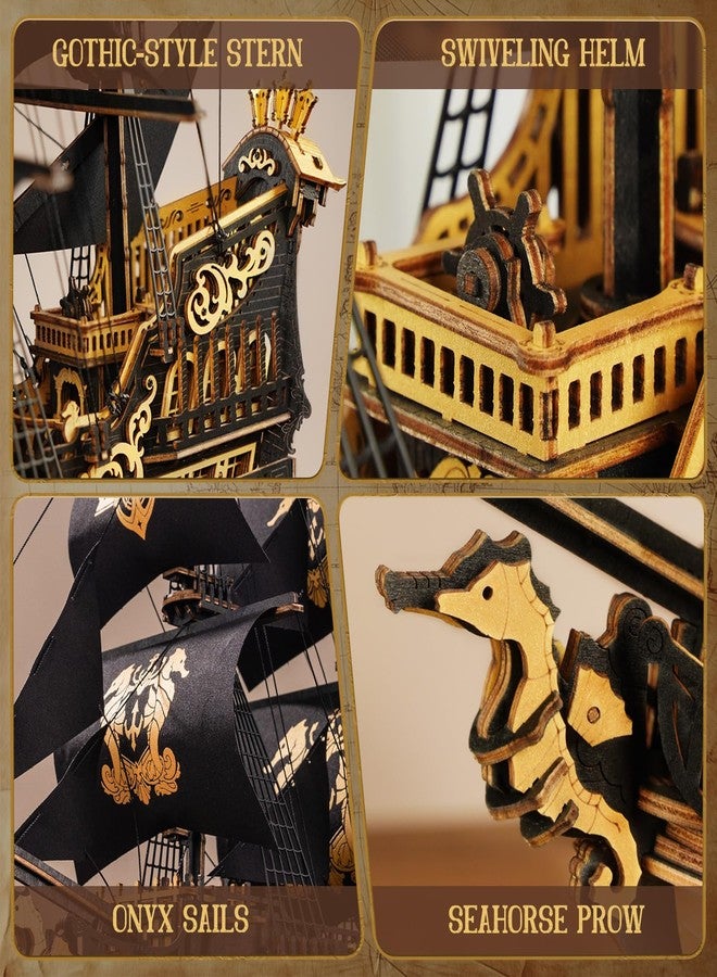 ROKR 3D Wooden Puzzles for Adults,Seahorse Barque Model kit, 603 Piece 3D Puzzles for Adults&Teens,Ideal Gift for Adults - Image 4